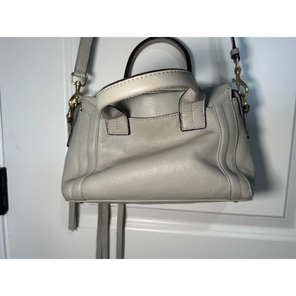 Aimee Kestenberg Grey Pebble‎ Leather Satchel Crossbody Bag Gold Hardware